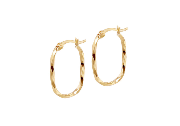 9K Yellow Gold Twist Oval Earrings