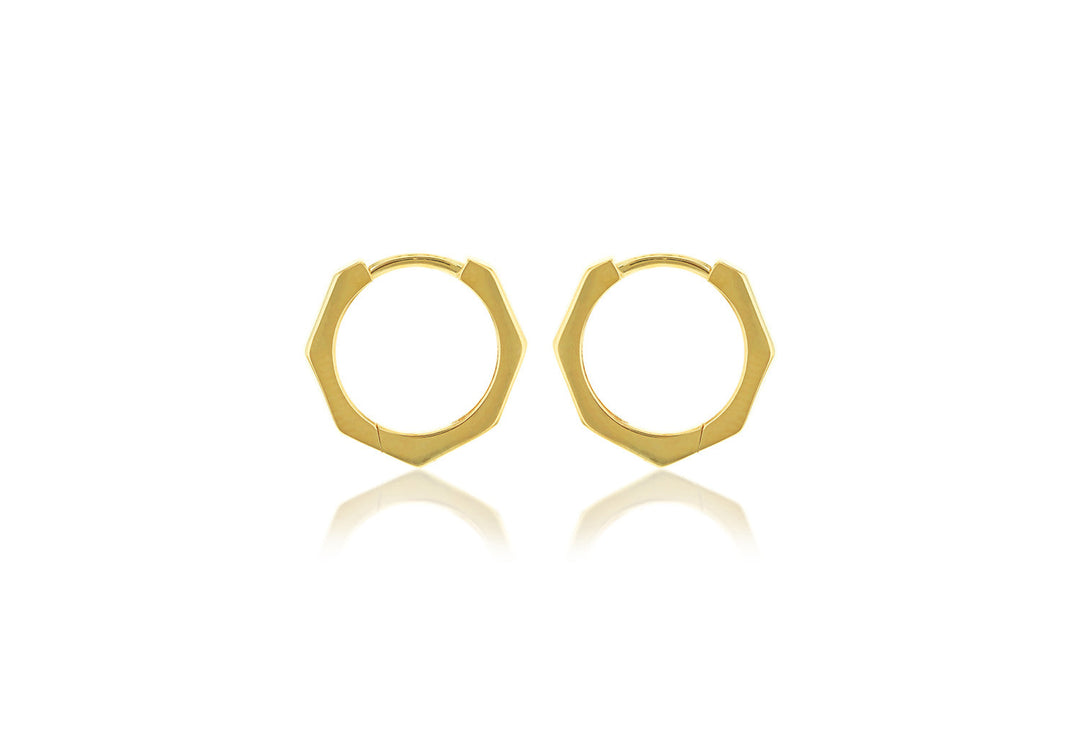 9K Yellow Gold Hexagon Huggies