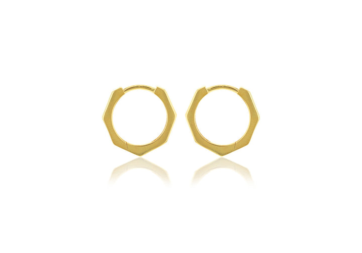 9K Yellow Gold Hexagon Huggies