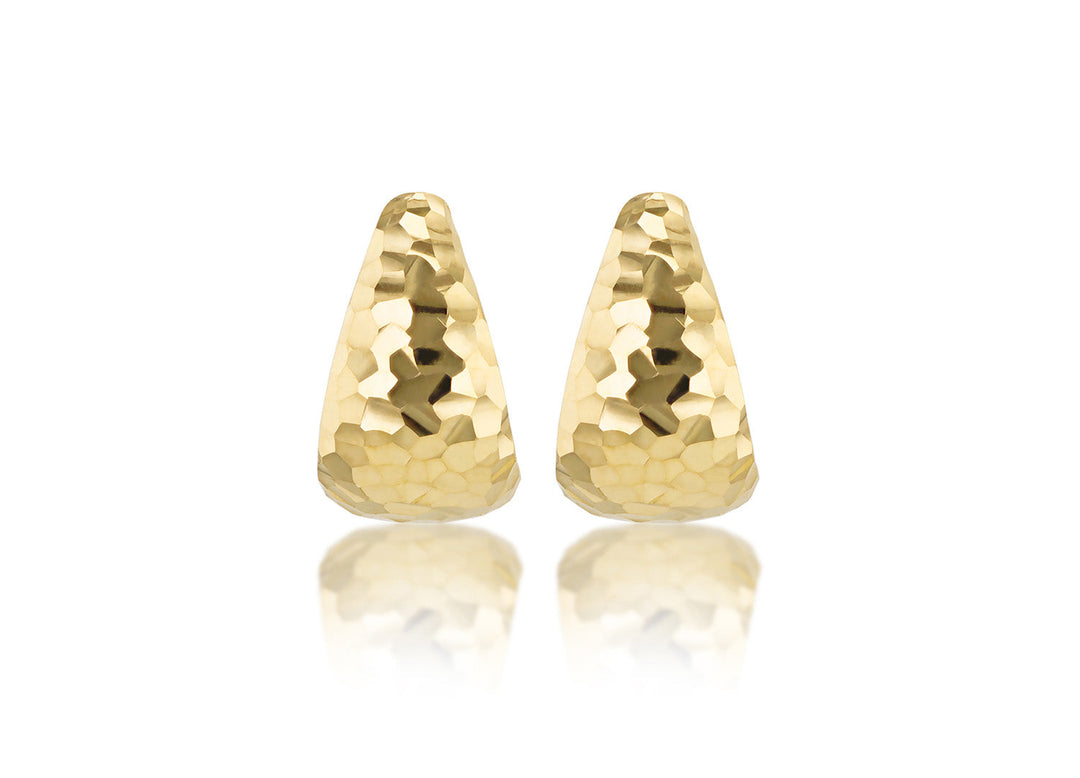 9K Yellow Gold J Shape Stud Earrings