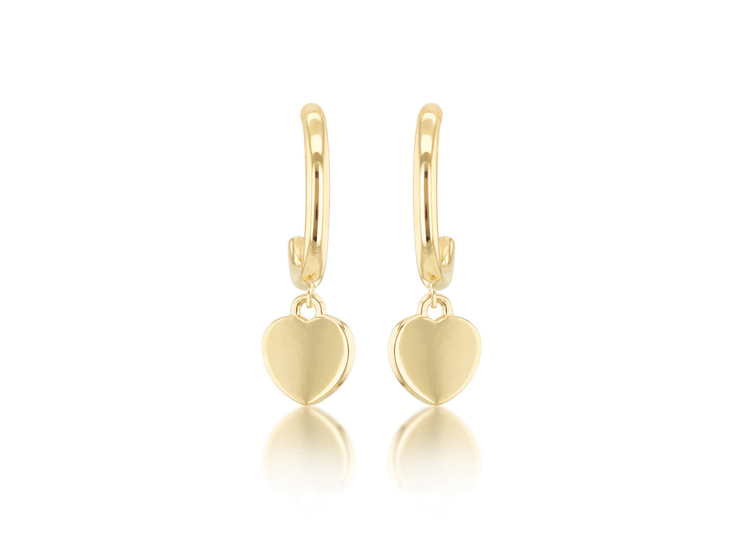 9K Yellow Gold Heart Drop Earring