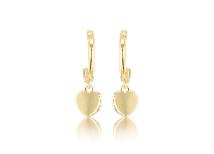 9K Yellow Gold Heart Drop Earring