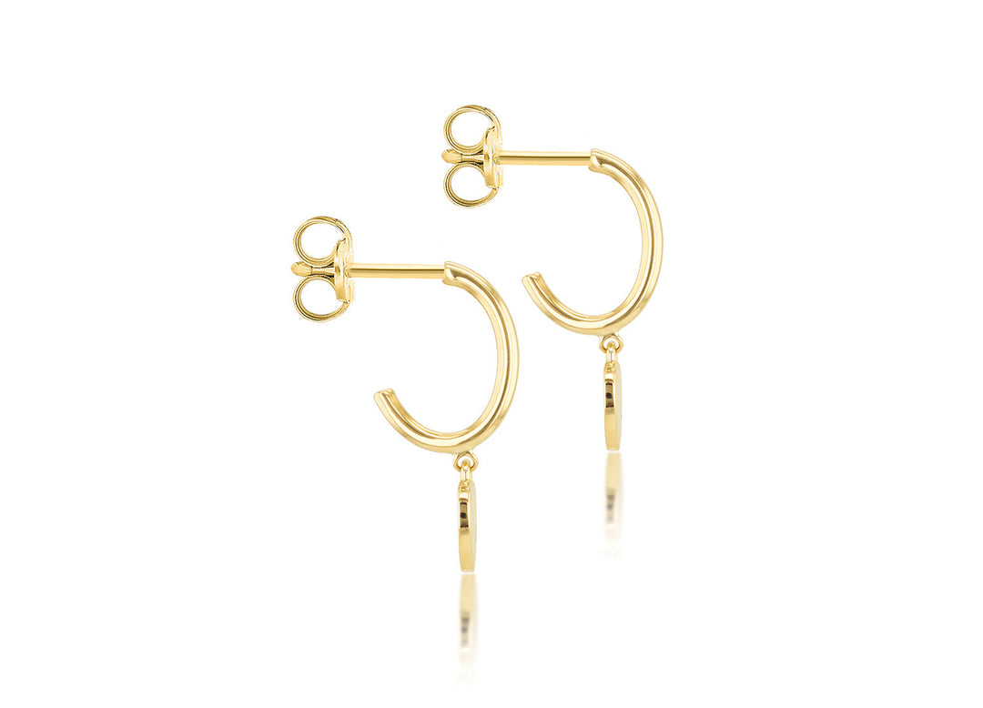 9K Yellow Gold Heart Drop Earring