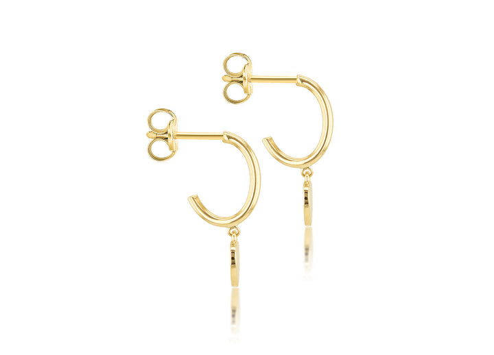 9K Yellow Gold Heart Drop Earring