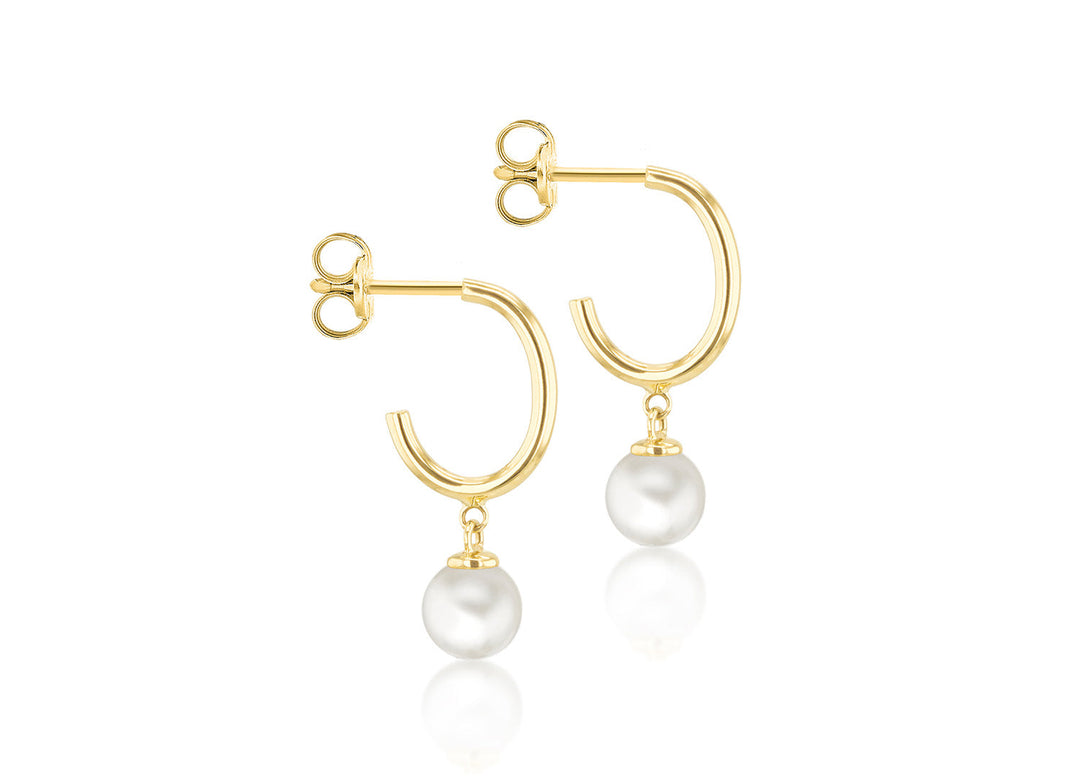 9K Yellow Gold Freshwater Pearl Drop Earrings