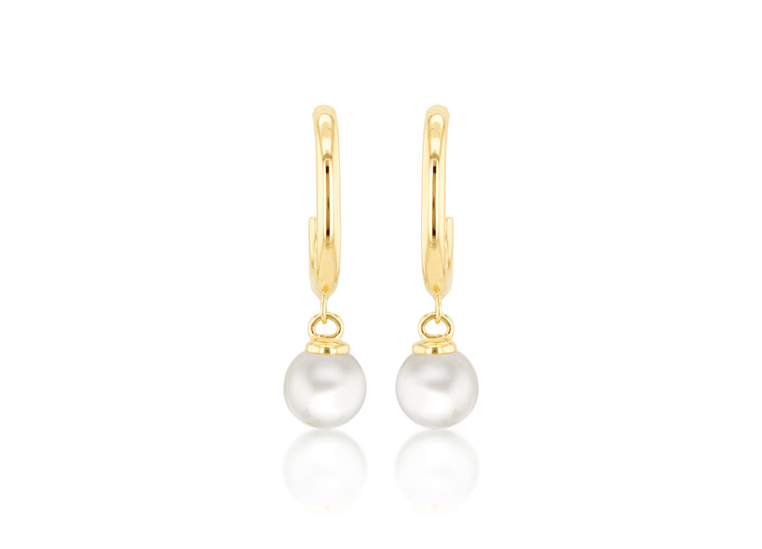 9K Yellow Gold Freshwater Pearl Drop Earrings