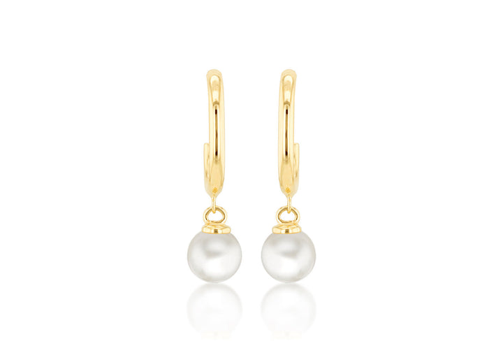 9K Yellow Gold Freshwater Pearl Drop Earrings