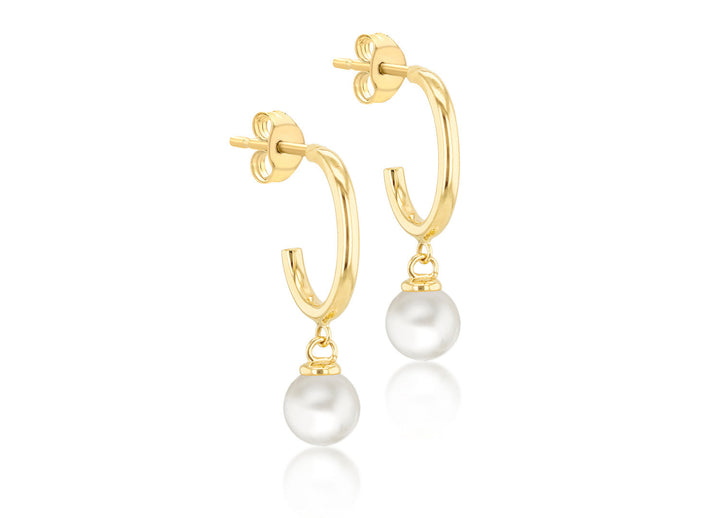 9K Yellow Gold Freshwater Pearl Drop Earrings