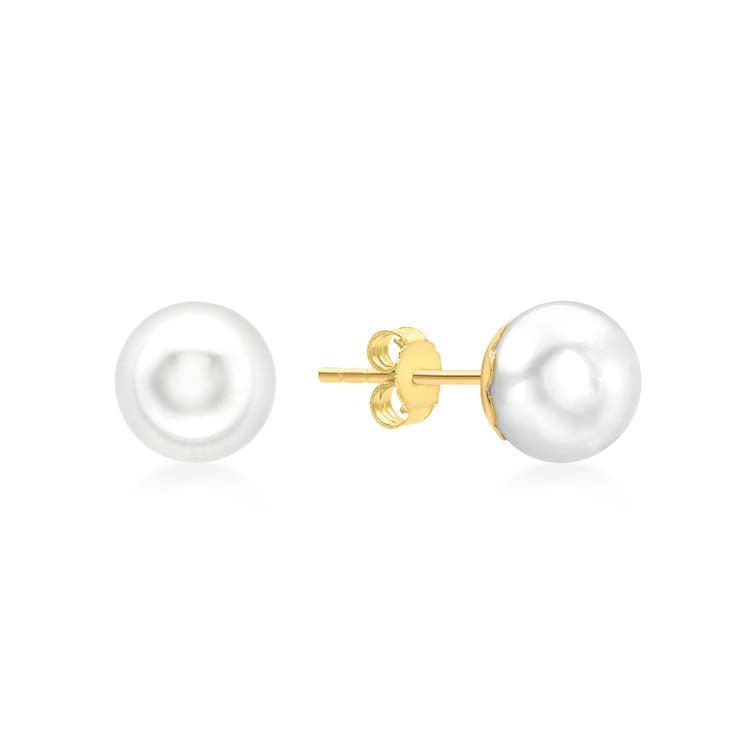 9K Yellow Gold Freshwater Pearl 8mm Stud Earrings