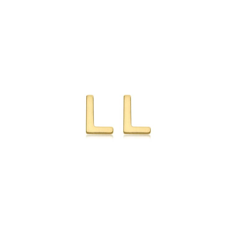 9K Yellow Gold Mini Initial 'L' Stud Earrings