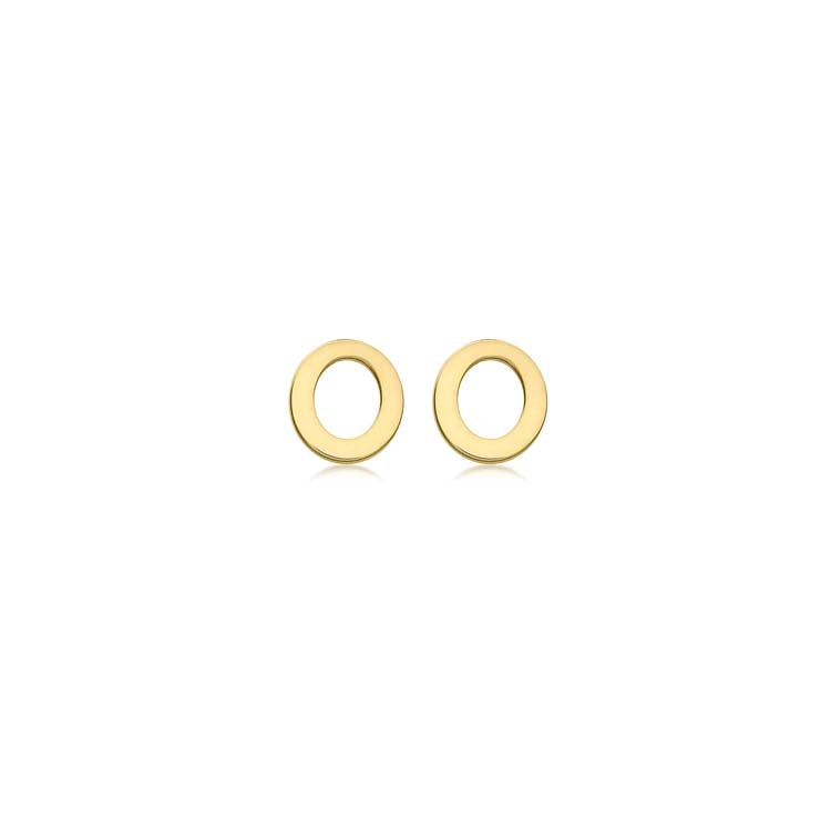 9K Yellow Gold Mini Initial 'O' Stud Earrings