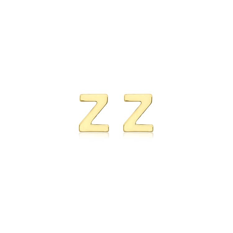 9K Yellow Gold Mini Initial 'Z' Stud Earrings