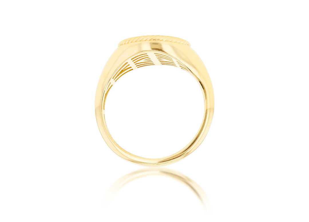 9K Yellow Gold Round Rope Signet Ring