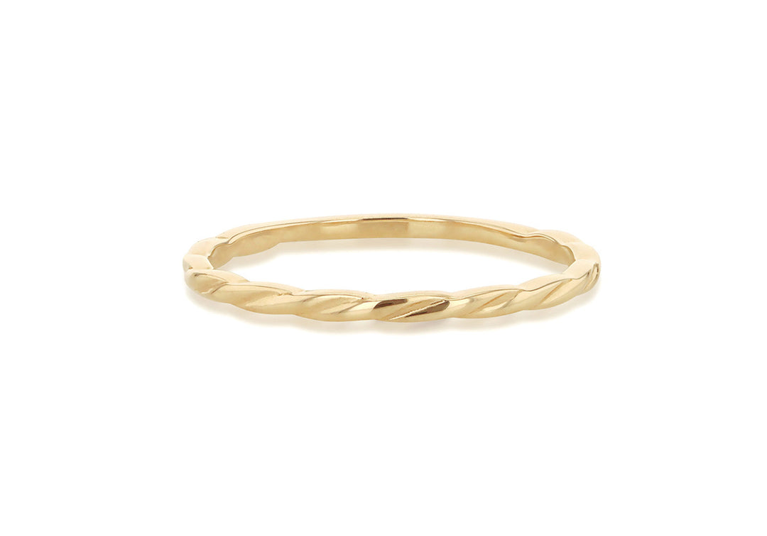 9K Yellow Gold Twist Slim Stacker Ring