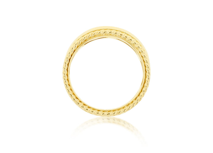 9K Yellow Gold Wide Rope Edge Ring