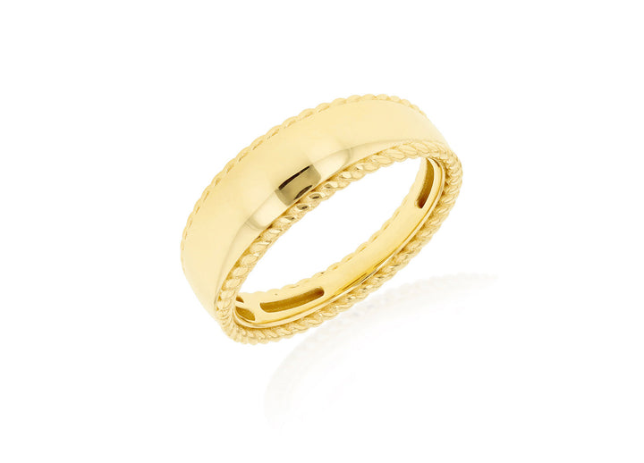 9K Yellow Gold Wide Rope Edge Ring