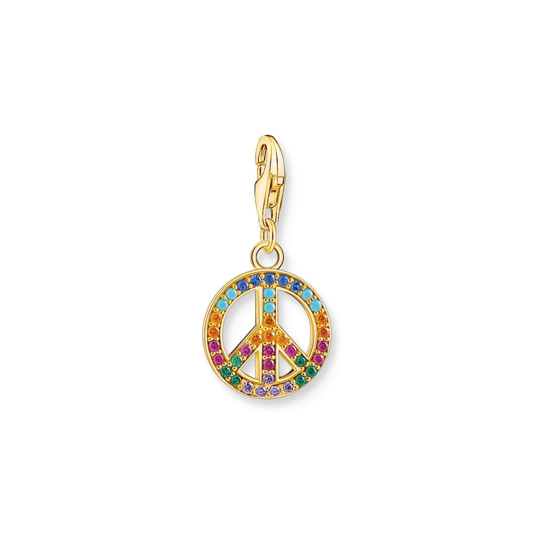 THOMAS SABO Charm pendant peace with colourful stones gold