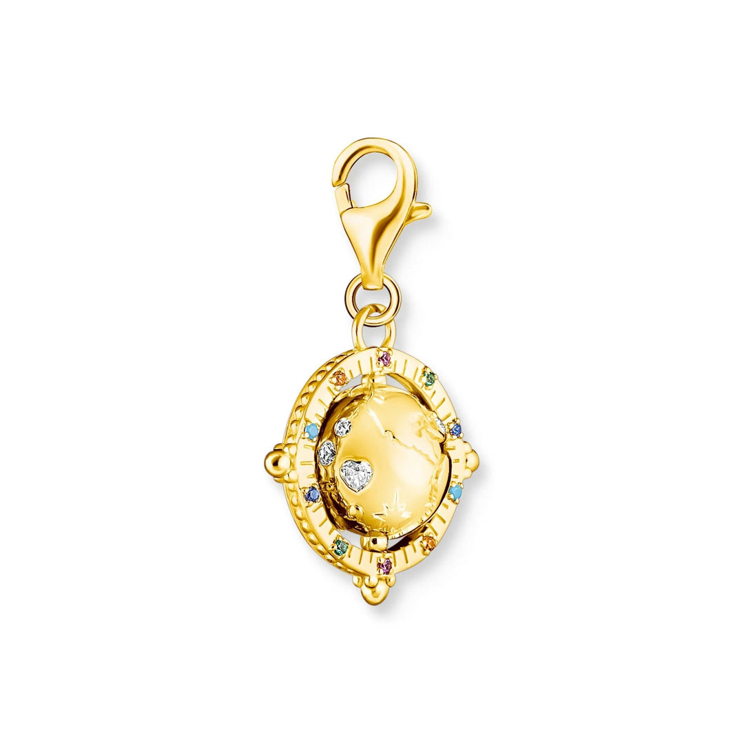 THOMAS SABO Charm Pendant Vintage Globe Gold Multi Stone