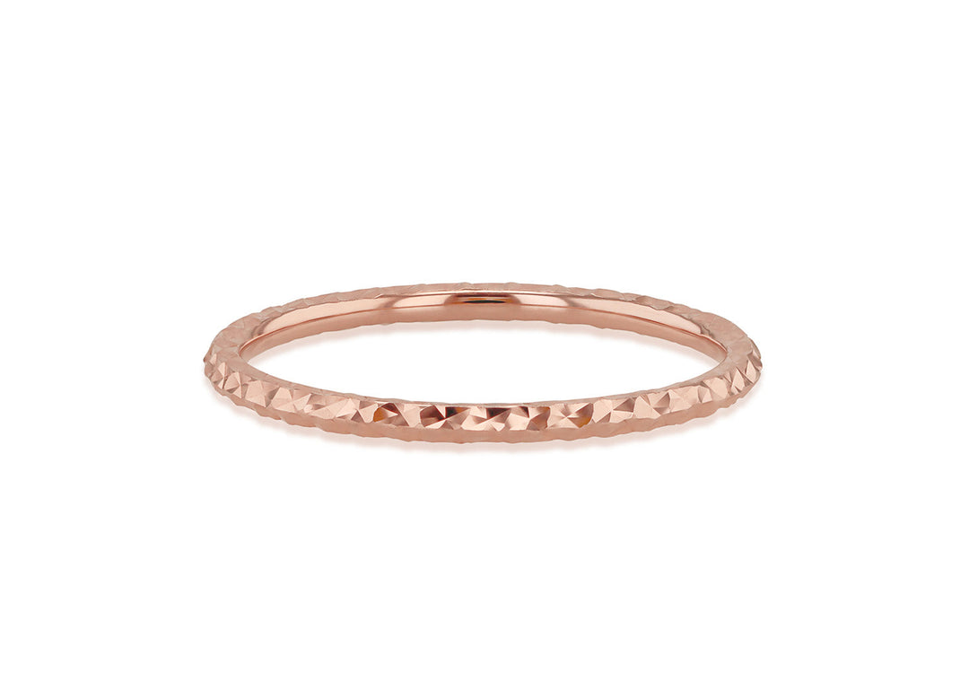 9K Rose Gold Solid Diamond-Cut Stacker Ring