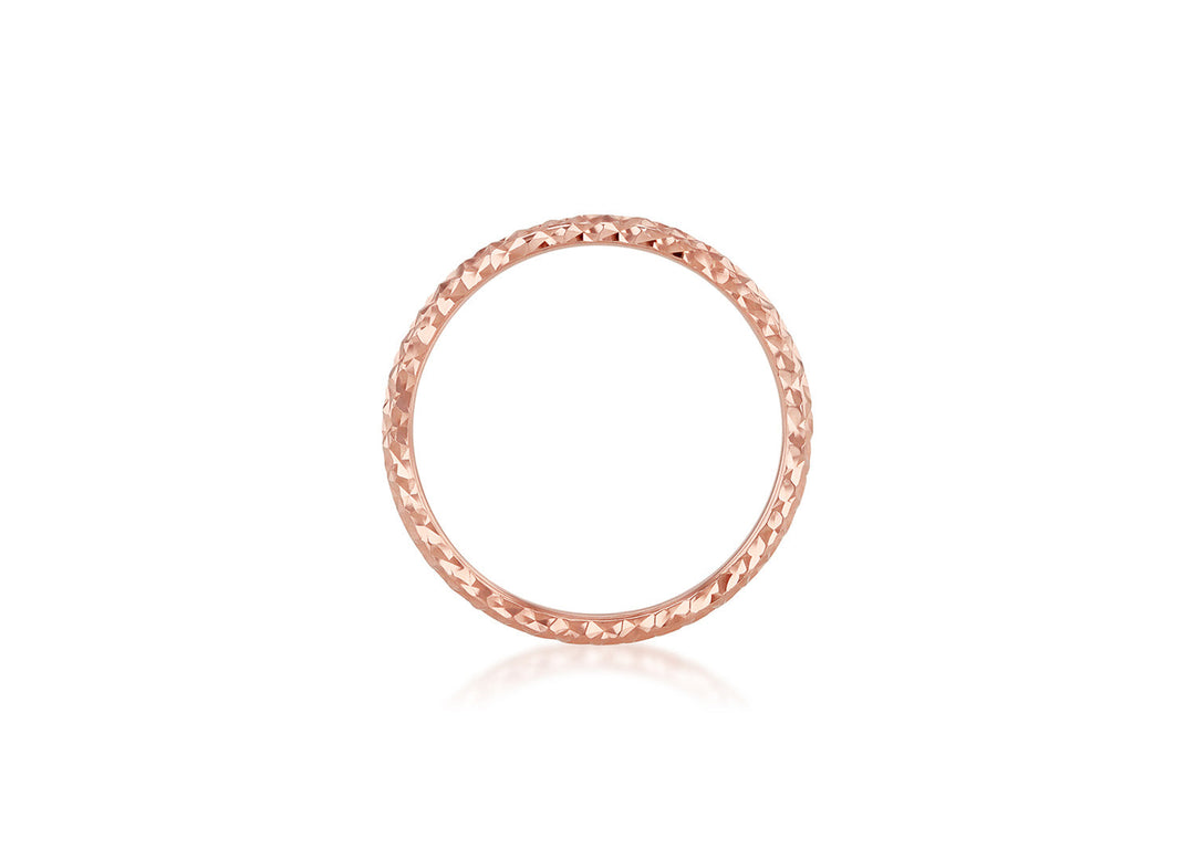 9K Rose Gold Solid Diamond-Cut Stacker Ring