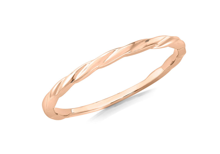 9K Rose Gold Twist Slim Stacker Ring