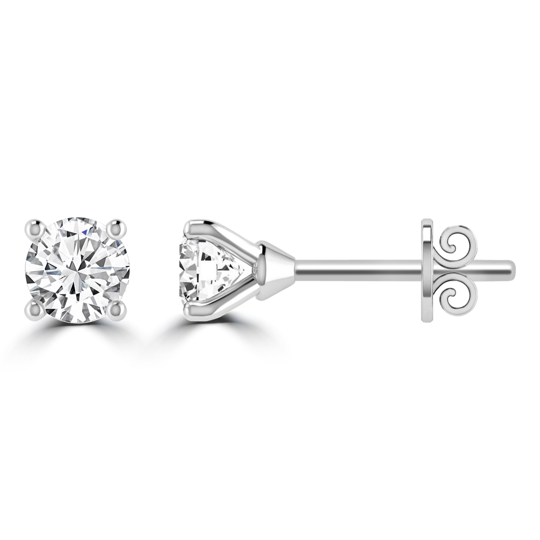 0.33ct GH I1 Diamond 4 Claw Studs in 9K White Gold