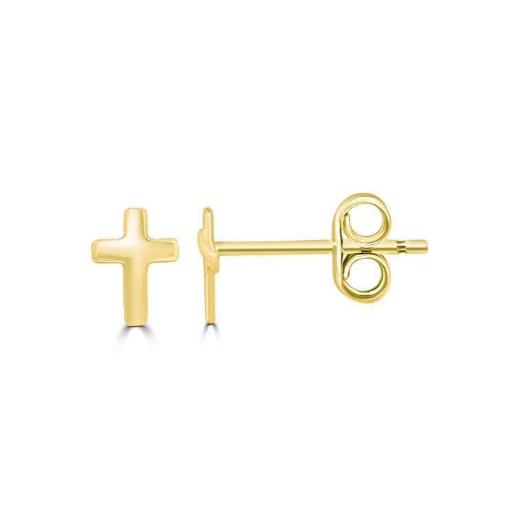 9K Yellow Gold Solid Cross Stud Earrings