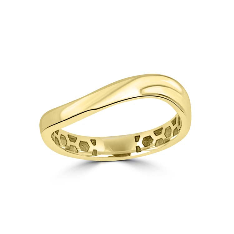 9K Yellow Gold Solid Curved Ring