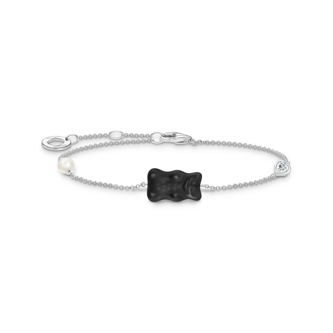 THOMAS SABO Bracelet with black Goldbear, freshwater pearl & zirconia