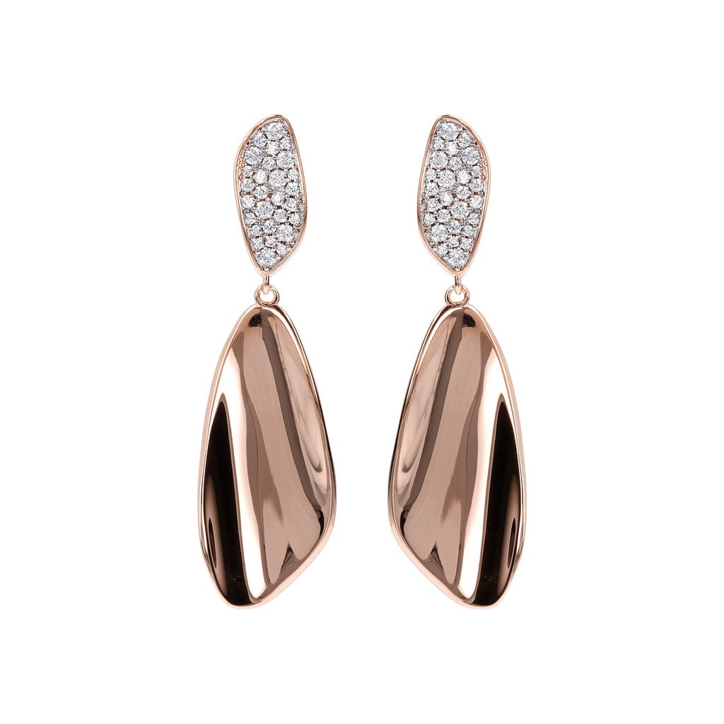 Bronzallure Leaf Earrings Cubic Zirconia