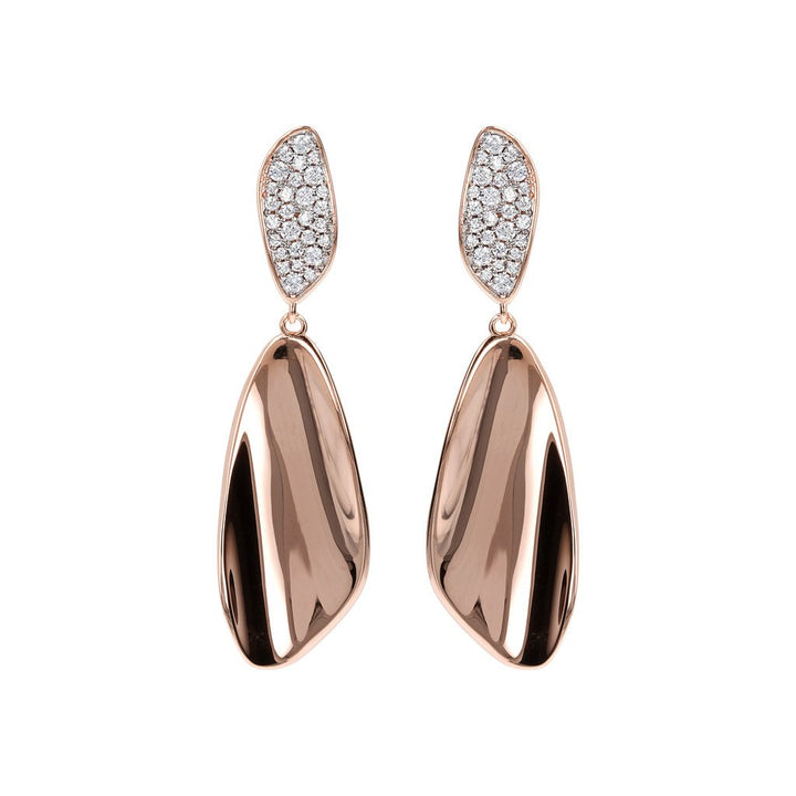 Bronzallure Leaf Earrings Cubic Zirconia