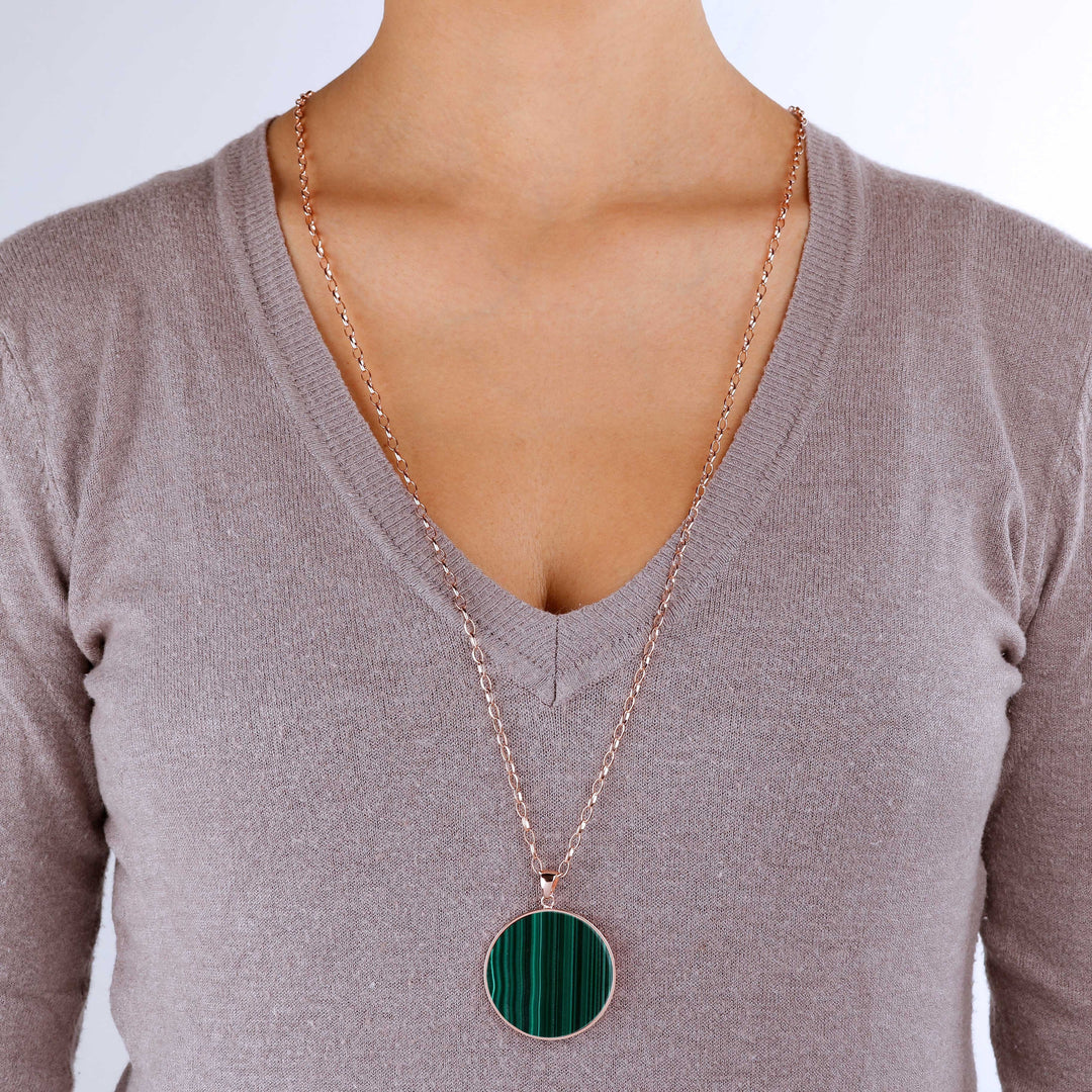 Bronzallure Malachite Big Disc Necklace