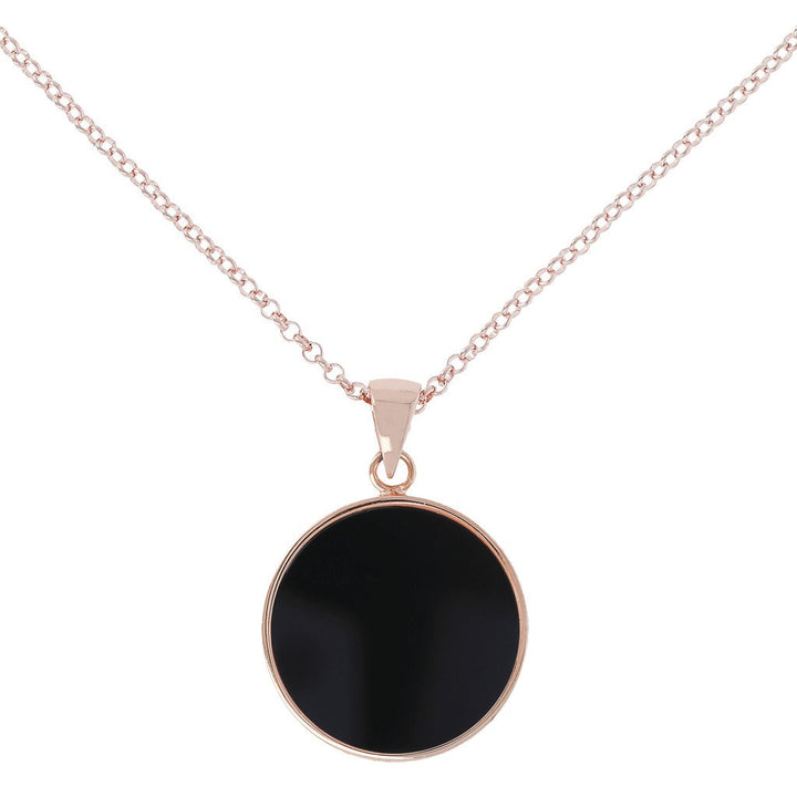 Bronzallure Black Onyx  Disc Necklace