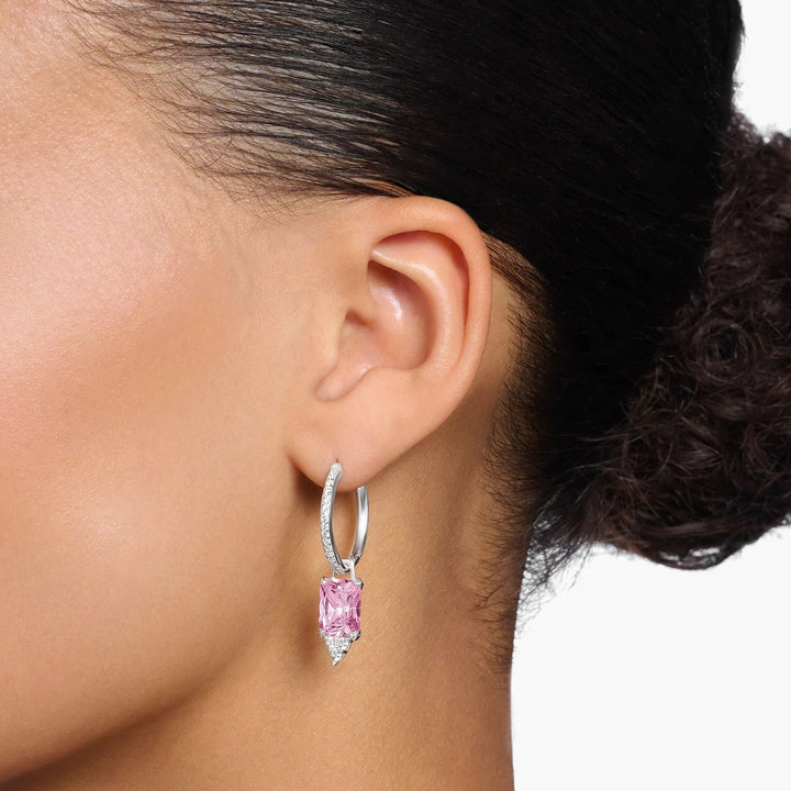 THOMAS SABO Heritage Pink Stone Hoop Earrings