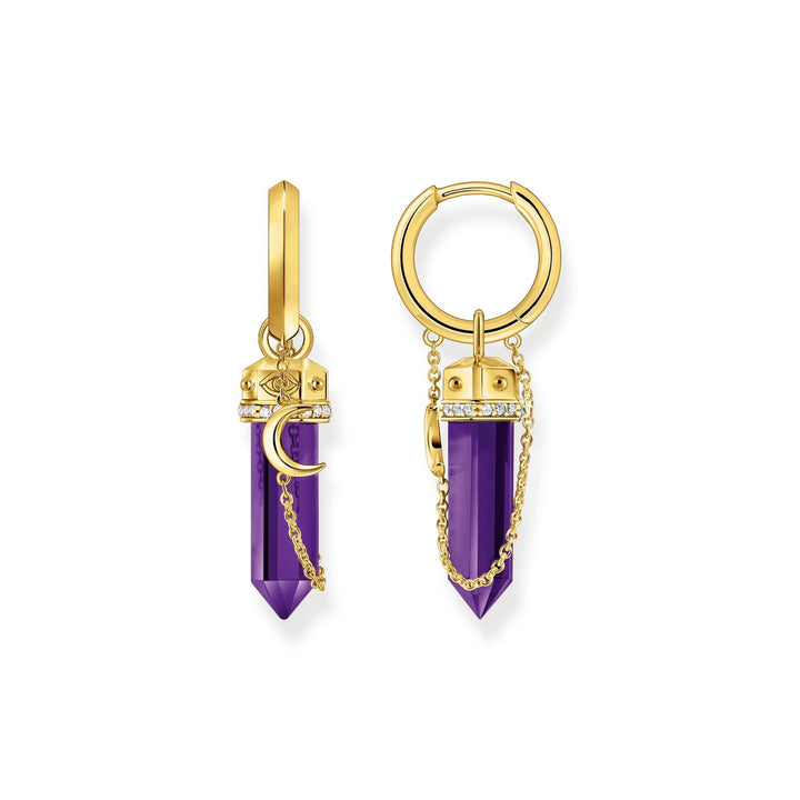 THOMAS SABO Gold Cosmic Hoop Earrings with Imitation Amethysts