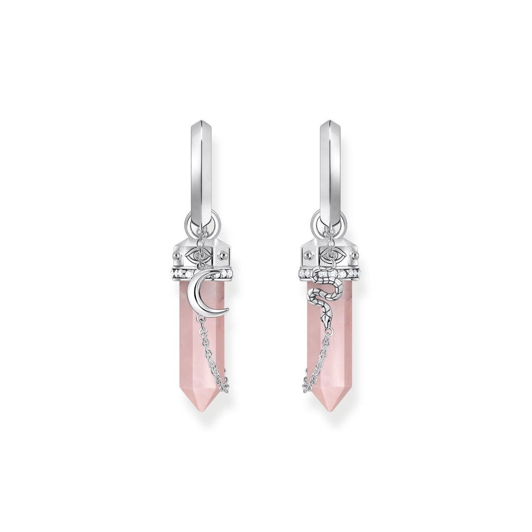 THOMAS SABO Crystal Hoop Earrings with Rose Quartz Silver