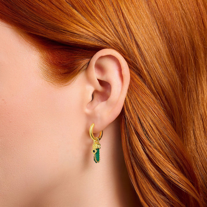 THOMAS SABO Single Crystal Hoop Earring with Malachite