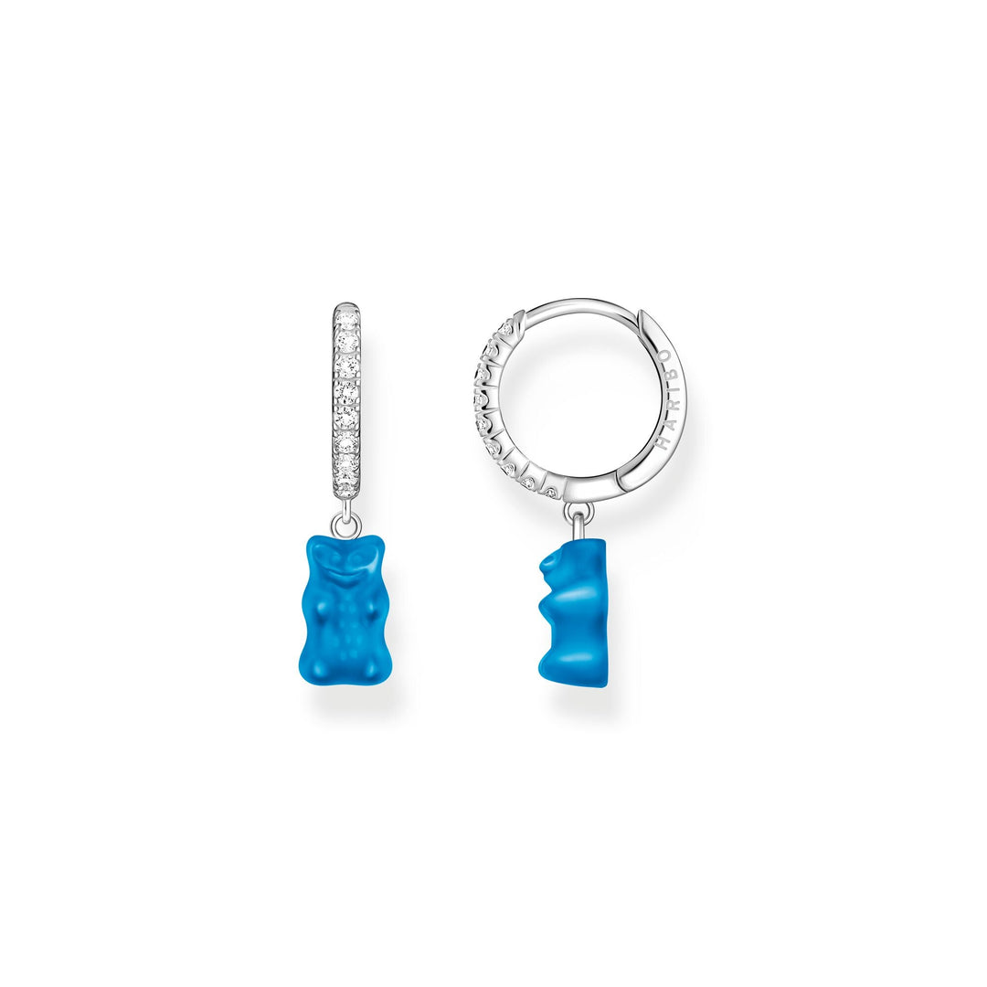 THOMAS SABO Single hoop earring with blue goldbears pendant & zirconia