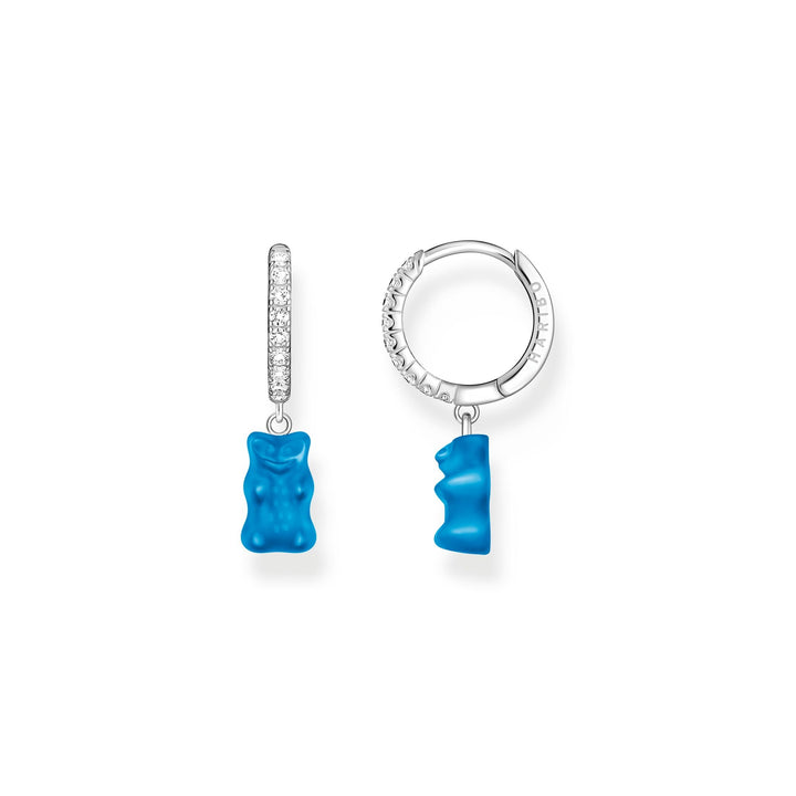 THOMAS SABO Single hoop earring with blue goldbears pendant & zirconia