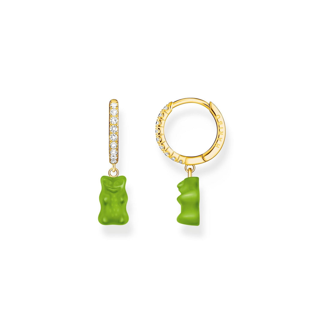 THOMAS SABO Single hoop earring with green goldbears & zirconia