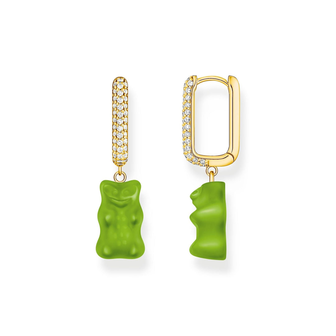 THOMAS SABO Single hoop earring medium sized with green goldbears