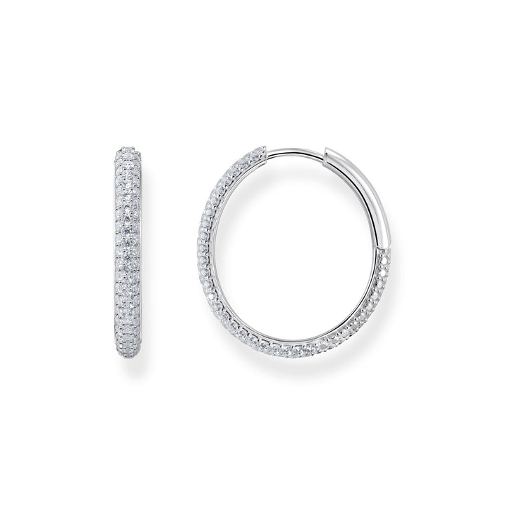 THOMAS SABO Large thin hoop earrings with white zirconia