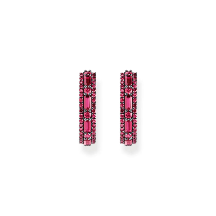 THOMAS SABO Hoop earrings with ruby red stones