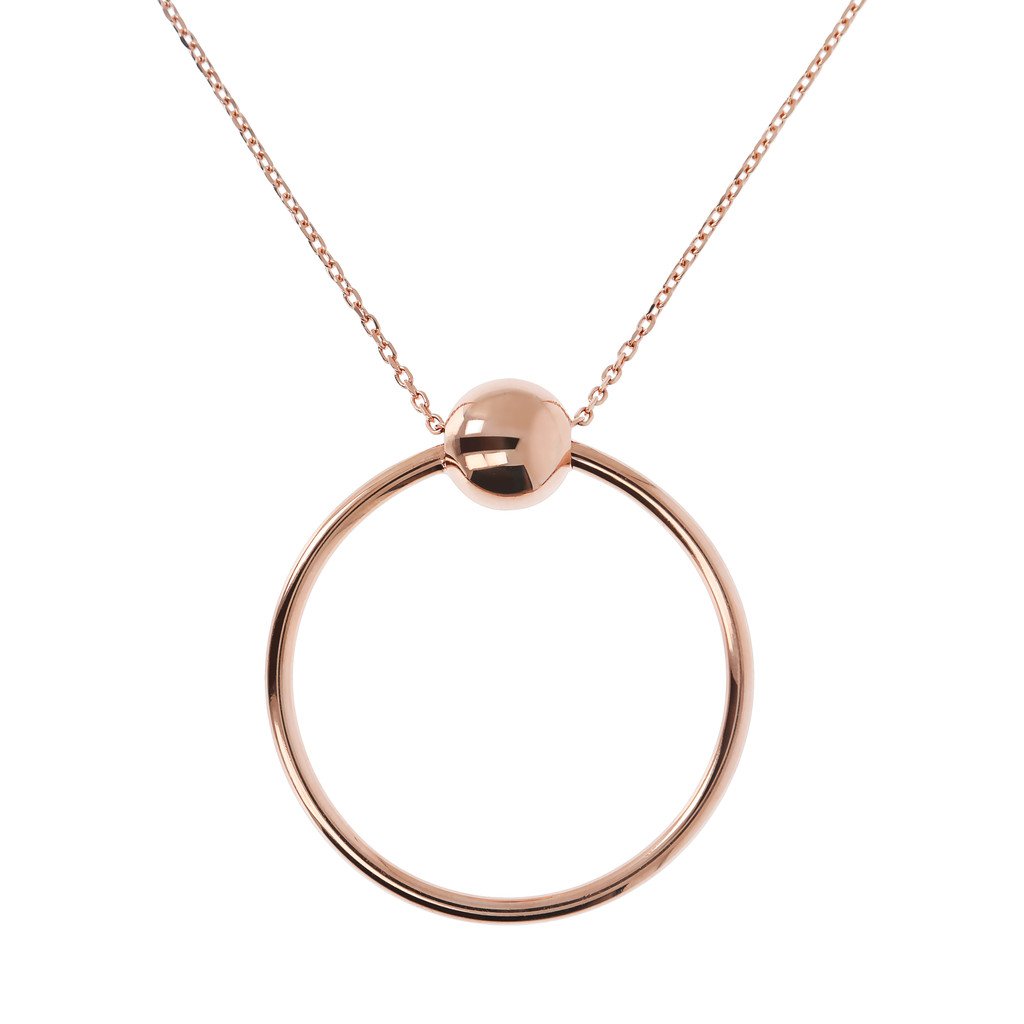 Bronzallure Circle Necklace with Ball Golden Ros&egrave;