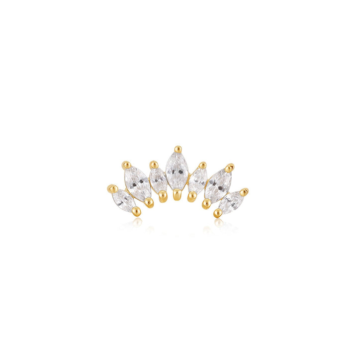 Gold Sparkle Marquise Climber Barbell Single Earring