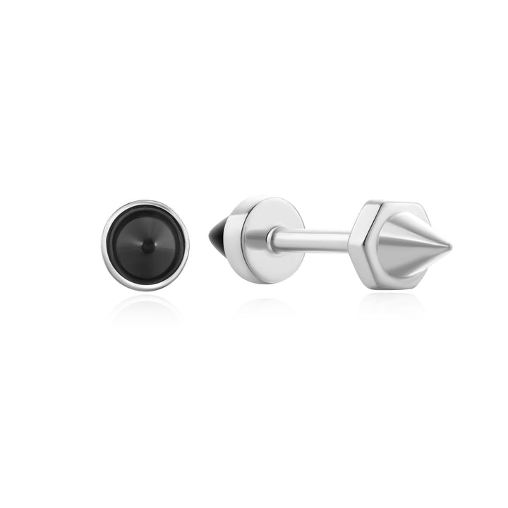 Ania Haie Silver Black Agate Point Barbell Earrings