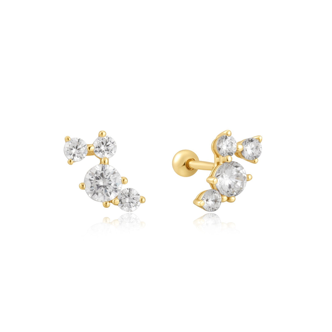 Ania Haie Gold Pave Climber Barbell Earrings