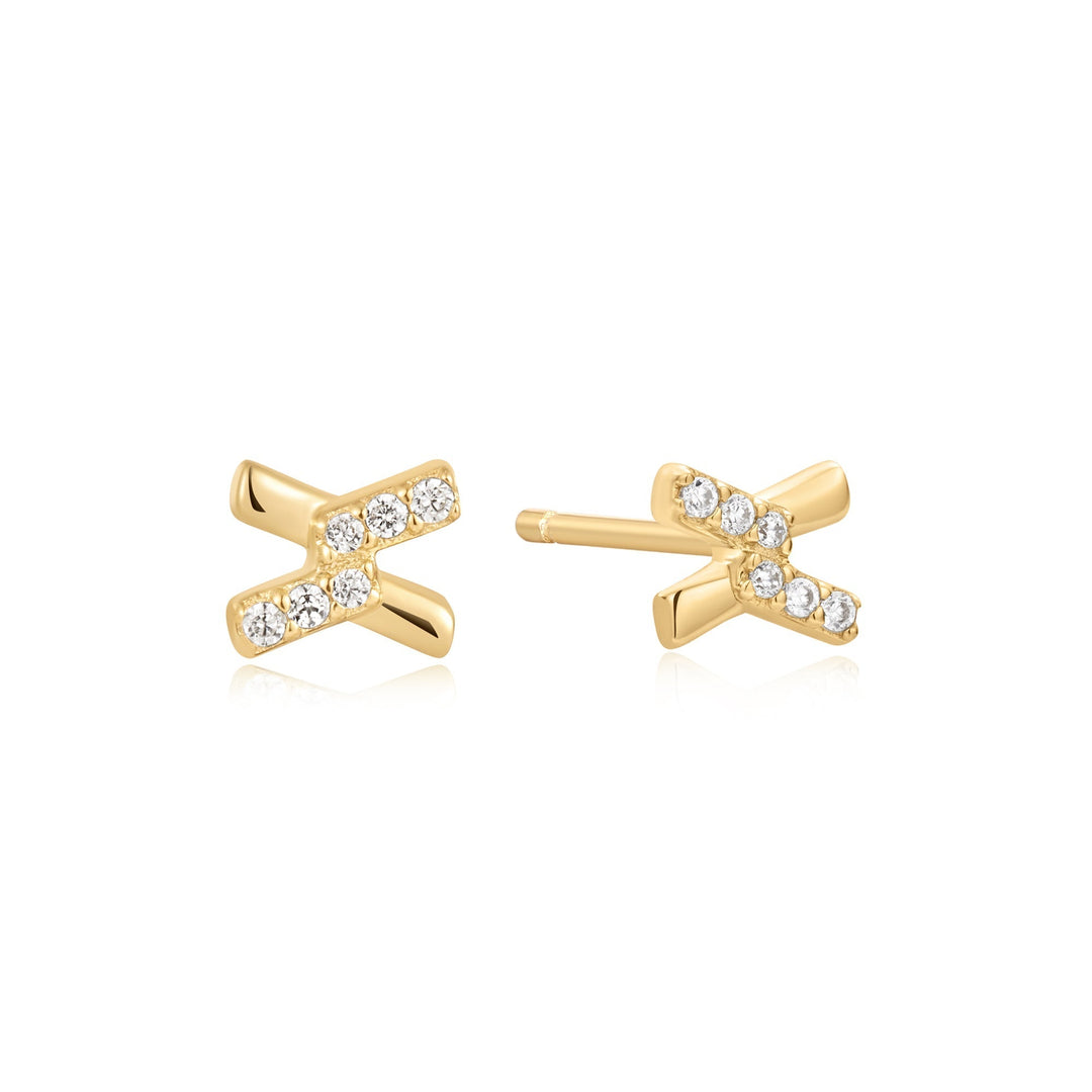 Ania Haie Gold Cross Cubic Zirconia Studs