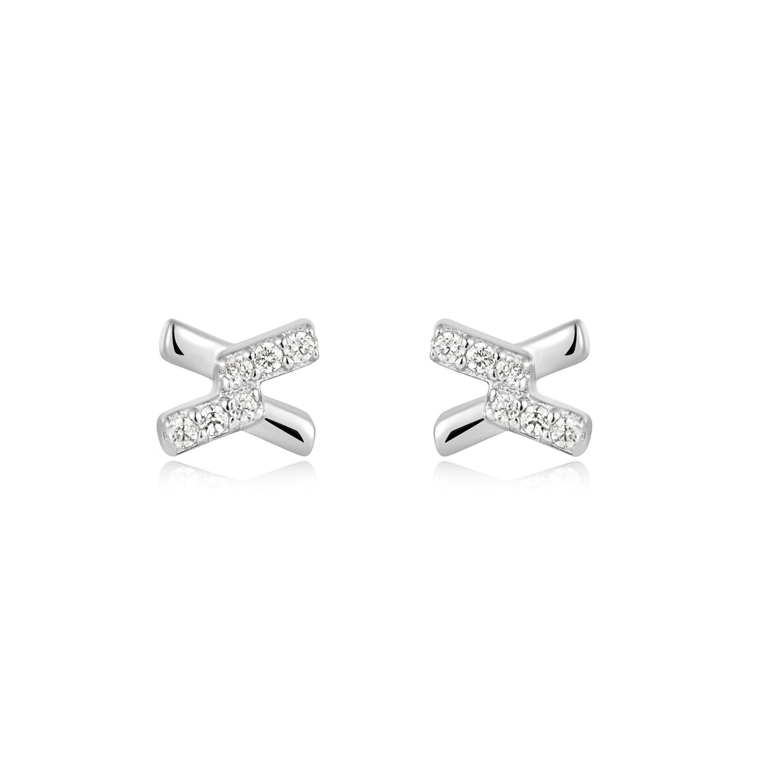 Ania Haie Silver Cross Cubic Zirconia Studs