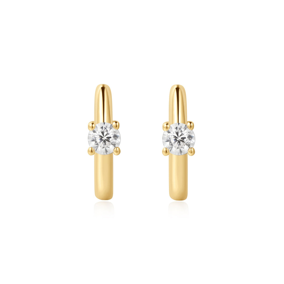 Ania Haie Gold Solitaire Cubic Zirconia Mini Huggies